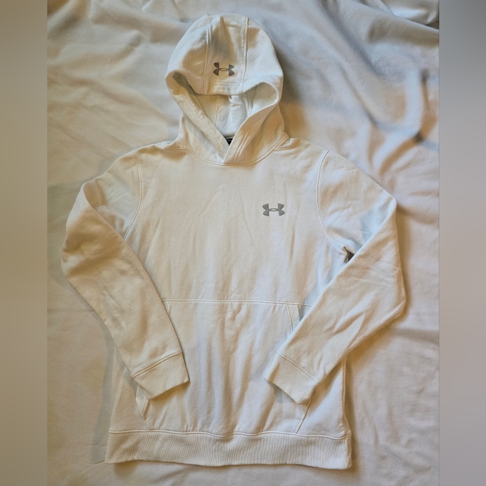 Under Armour Men's White Hoodie Sweatshirt, size medium